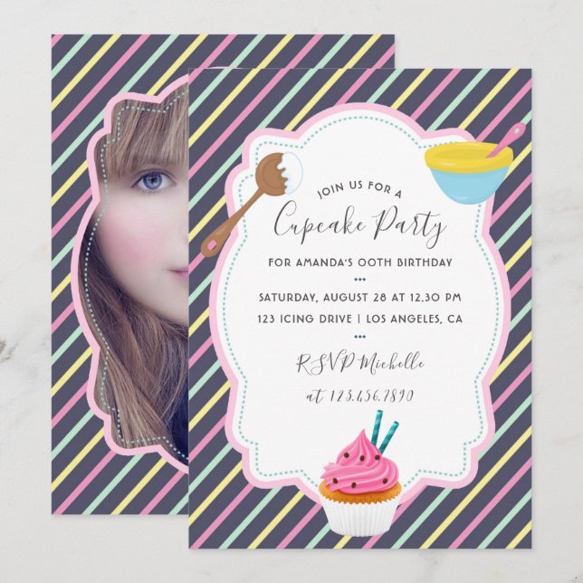 Convite de festa de aniversário com foto para faze (Frente/Verso)