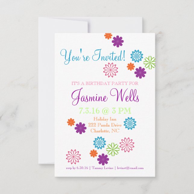 Convite de festa de aniversário | Cores de diversã (Frente)
