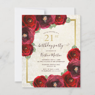 Convite de Festa de aniversário de 21 anos Floral