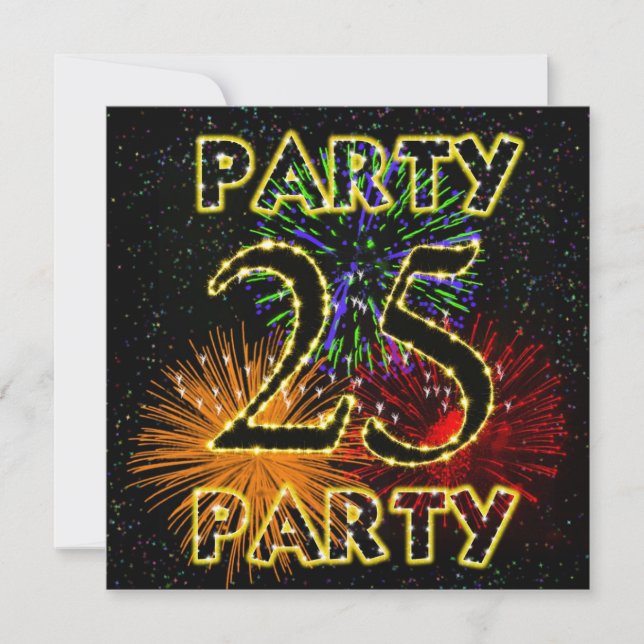 convite de festa de aniversário de 25 anos com fog (Frente)