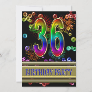Convite de festa de aniversário de 36 anos com bol