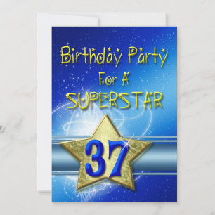 Convite de festa de aniversário de 37 anos para um