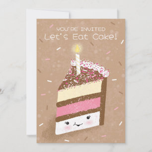 Convite de festa de aniversário de bolo Kawaii, PR