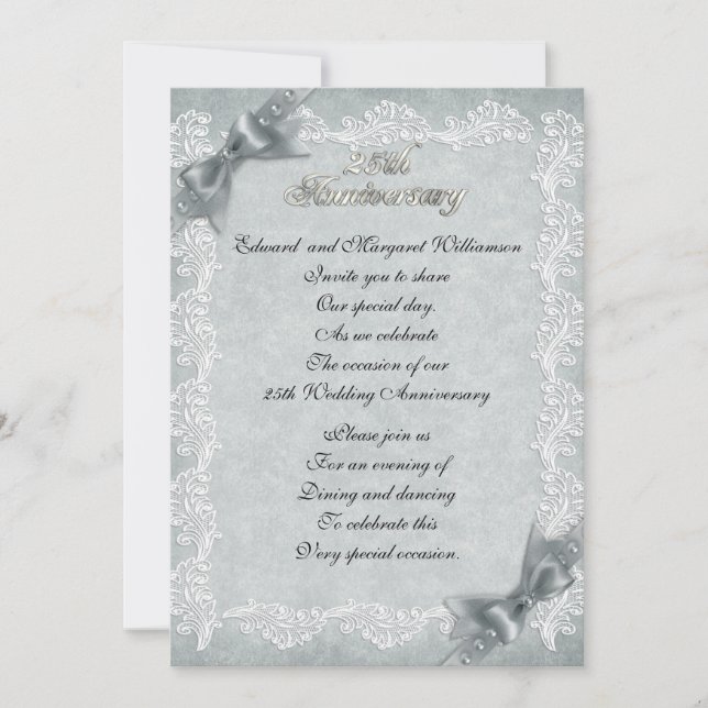 convite de festa de aniversário de casamento de 25 (Frente)