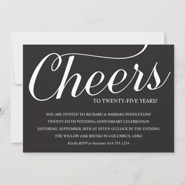 Convite de festa de aniversário de casamento de 25 (Frente)
