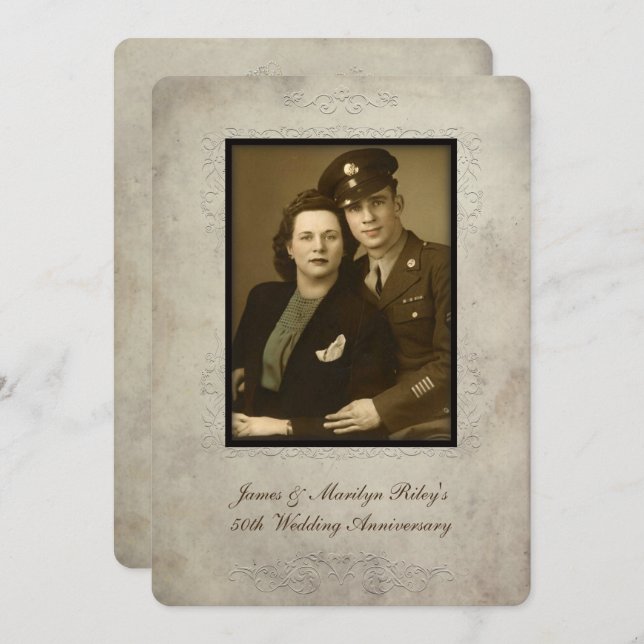 Convite de festa de aniversário de casamento vinta (Frente/Verso)