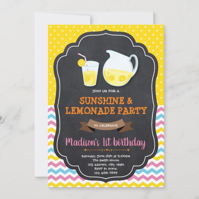 convite de festa de aniversário de limonada (Frente)