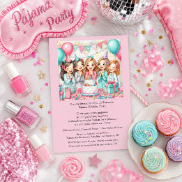 Convite de Festa de Aniversário de Meninas de Pija