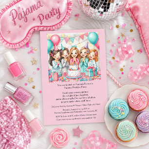 Convite de Festa de Aniversário de Meninas de Pija