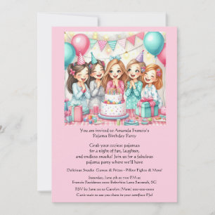 Convite de Festa de Aniversário de Meninas de Pija