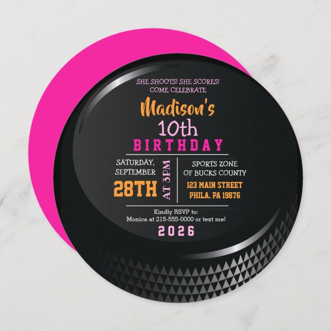 CONVITE DE Festa de aniversario de meninas ROUND H (Frente/Verso)