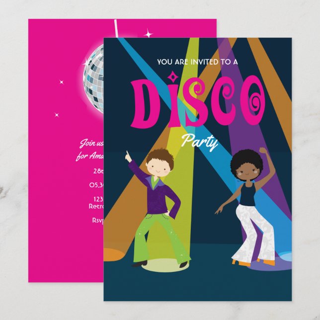 convite de festa de aniversário disco (Frente/Verso)