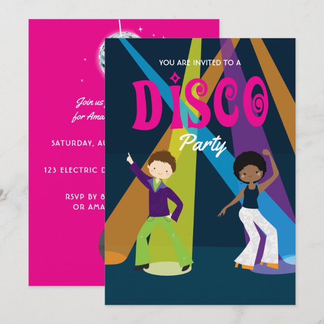 convite de festa de aniversário disco (Frente/Verso)