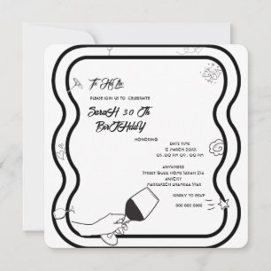 Convite de festa de aniversário editável Desenho à