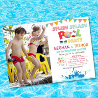 CONVITE DE FESTA DE ANIVERSÁRIO EM POOL DUPLA PARA