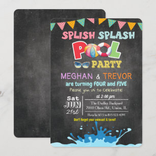 CONVITE DE FESTA DE ANIVERSÁRIO EM POOL DUPLA PARA