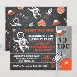 Convite de Festa de aniversário Espacial Astronaut