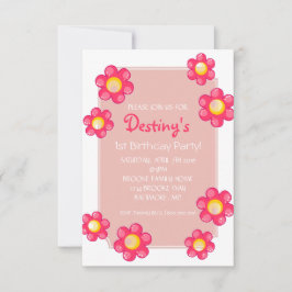 Convite de festa de aniversário | Flor branca