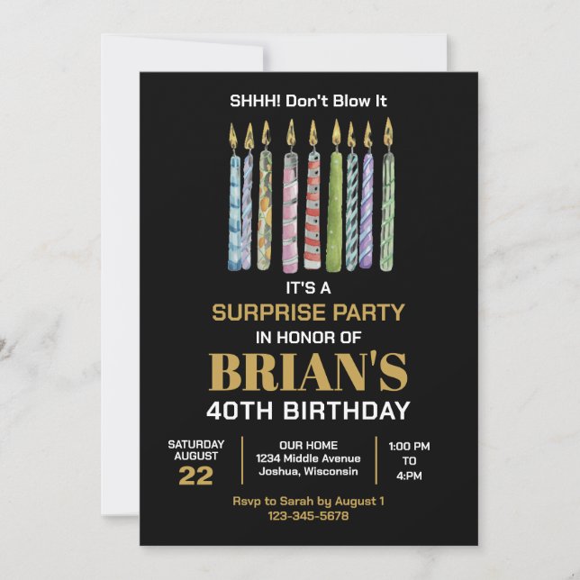 Convite de Festa de Aniversário Surpresa para Qual (Frente)