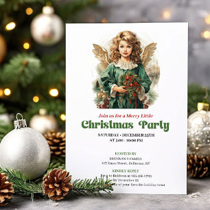 Convite de festa de anjo de Natal vitoriano chique