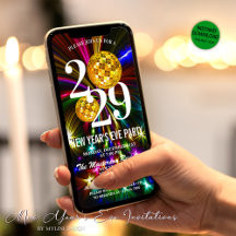 Convite de Festa de Ano Novo com Brilho Dourado Lu