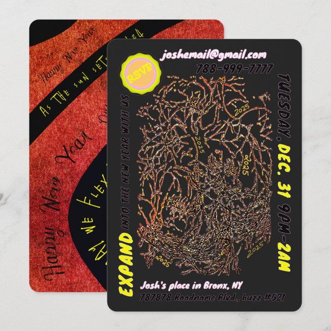 CONVITE DE FESTA DE ANO NOVO E CARTÃO DE FÉRIAS DO (Frente/Verso)