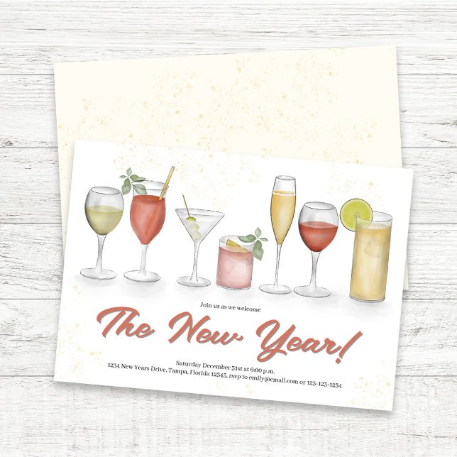 Convite de festa de Ano Novo fofo (New Year's Eve Custom Party Invitations.)