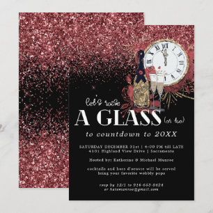 Convite de Festa de Ano Novo Glitz e Glamour