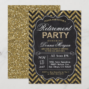 Convite de festa de aposentadoria com giz glitter