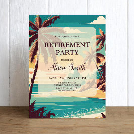 Convite de festa de aposentadoria com praia tropic
