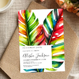 Convite de festa de aposentadoria de folhas de pal