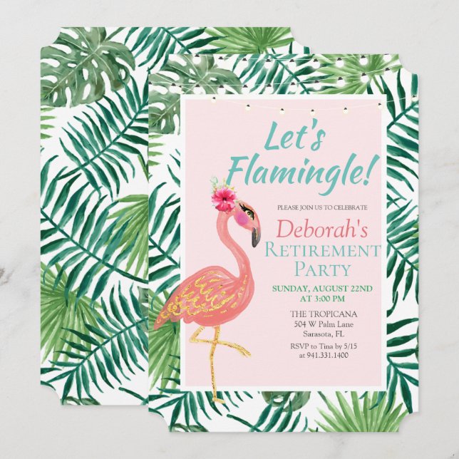 Convite de festa de aposentadoria do Flamingo Flam (Frente/Verso)