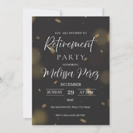 Convite de festa de aposentadoria elegante preto e