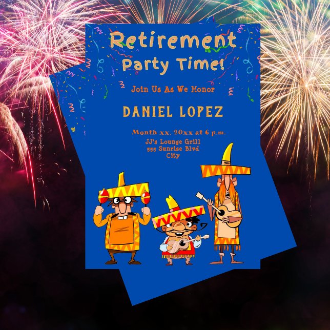 Convite de Festa de Aposentadoria Fun Fiesta (Funny Retirement Party Invitation Fiesta)