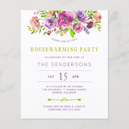 Convite de festa de aquecimento com tema floral ro