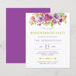 Convite de festa de aquecimento com tema floral ro