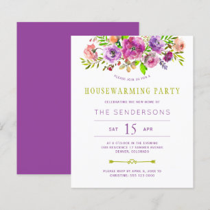 Convite de festa de aquecimento com tema floral ro