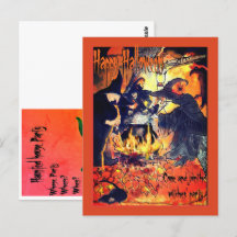 Convite de festa de arte das Três Bruxas de Hallow