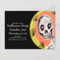 Convite de Festa de Arte de Esqueleto de Halloween