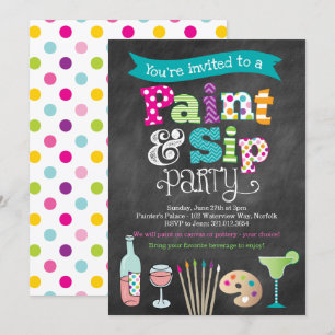 Convite de festa de arte de pintura no estilo quad