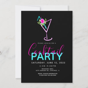 Convite de festa de arte moderna Neon Cocktail