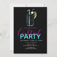 Convite de festa de arte Mojito coquetel Neon