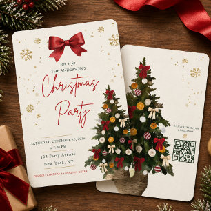 Convite de Festa de Árvore de Natal em Aquarela co
