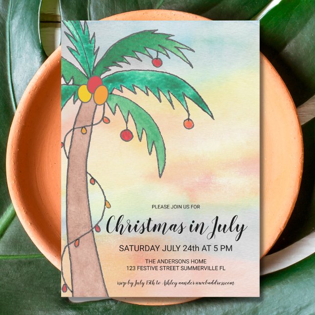 Convite de Festa de Árvore de Palme do Natal em Ju (Criador carregado)