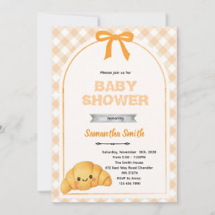 Convite de festa de baby shower de croissant
