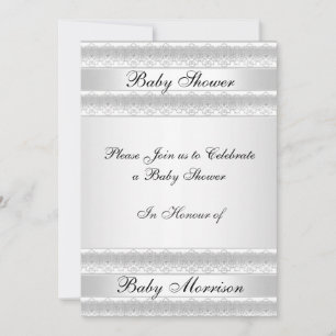 Convite de festa de baby shower doce branco