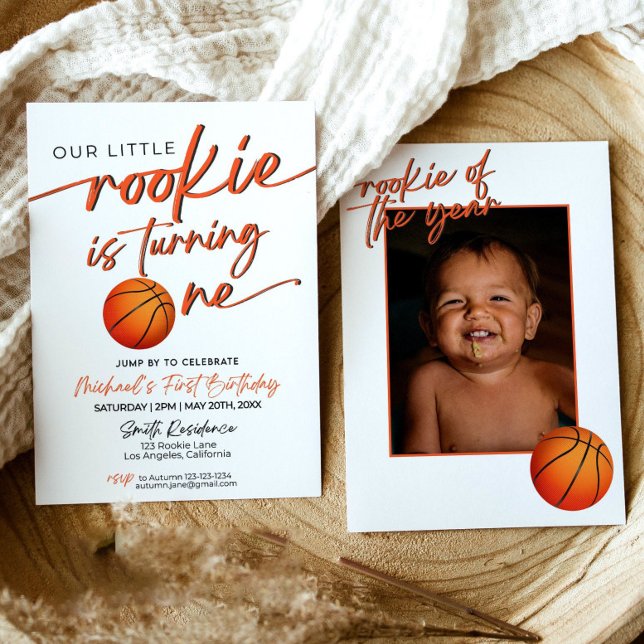 Convite de Festa de Basquete Ano de Novato de Basq (Criador carregado)