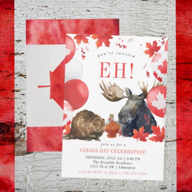 Convite de festa de BBQ no Dia do Canadá em aquare (Criador carregado)