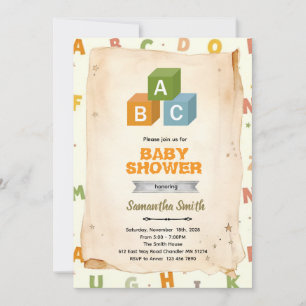 convite de festa de blocos ABC