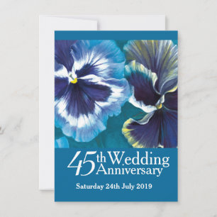 Convite de festa de bodas de safira 45 anos azul